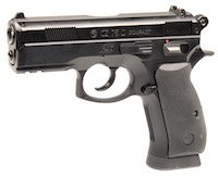 Копия чешского пистолета CZ-75 Compact. Пластиковая рукоять и металлический подвижный затвор.